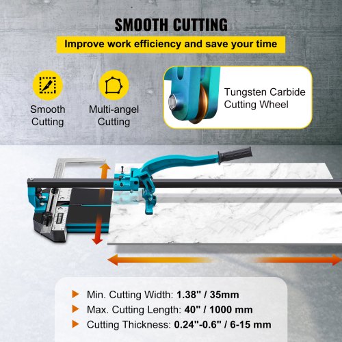 39 Inch Tile Cutter Single Rail Manual Tile Cutter 3/5 in Cap w/Precise Laser Positioning Manual Tile Cutter Tools for Precision Cutting
