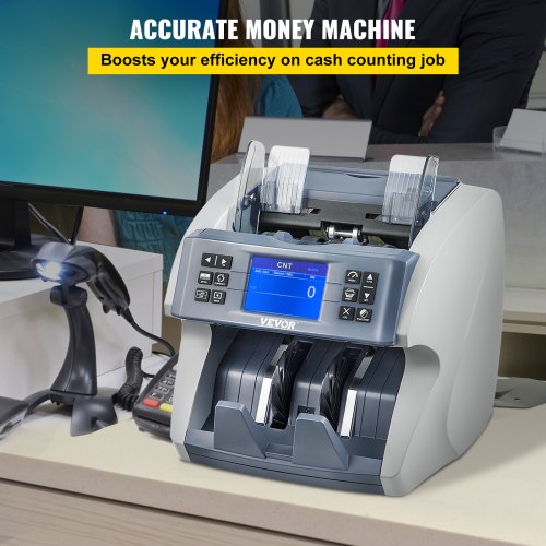 Money Machine, Mixed Denominations Money Counter, 5 Counterfeit Detection Small Bill Counter, Multiple Working Modes Cash Machine, 800/1000/1200/1500pcs/min Note Counting Machine for Bank