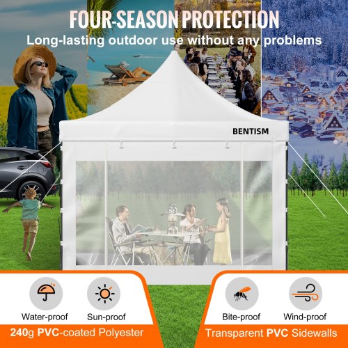 10 x 10 FT Pop Up Canopy Tent, Outdoor Patio Gazebo Tent with Removable Sidewalls and Wheeled Bag, UV Resistant Waterproof Instant Gazebo Shelter for Party, Garden, Backyard, White
