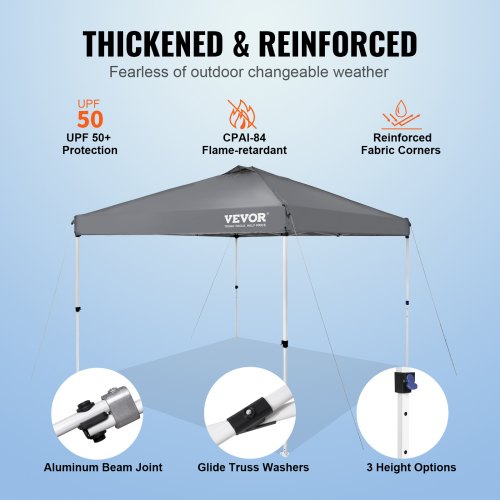 Pop Up Canopy Party Tent 10x10 ft with Portable Bag for Camping Dark Gray