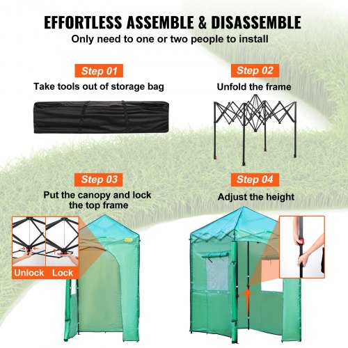 Walk-in Greenhouse, 6'x 4'x 8' Portable Pop-Up Green House, Set Up in Minutes, High Strength PE Cover with Doors & Windows and Powder-Coated Steel Frame, Suitable for Planting and Storage