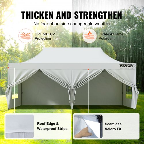 Pop Up Canopy Tent Outdoor Gazebo Tent 10x20FT with Sidewalls & Bag White