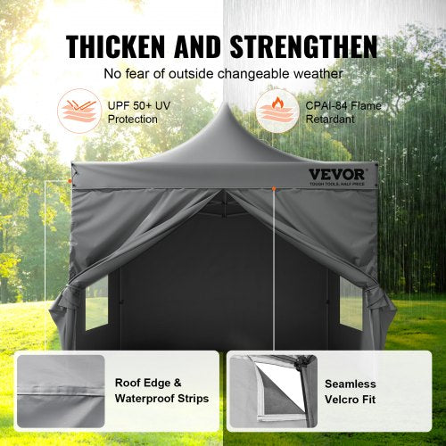 Pop Up Canopy Tent Outdoor Gazebo Tent 10x10FT with Sidewalls Dark Gray