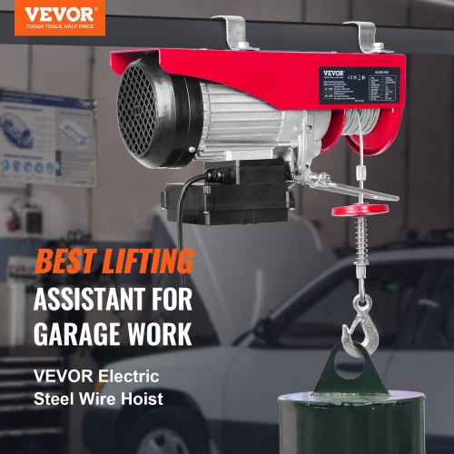 Electric Hoist, 2200 lbs Lifting Capacity, 1600W 220V Electric Steel Wire Winch with Wireless Remote Control, 40ft Single Cable Lifting Height & Pure Copper Motor, for Garage Warehouse Factory