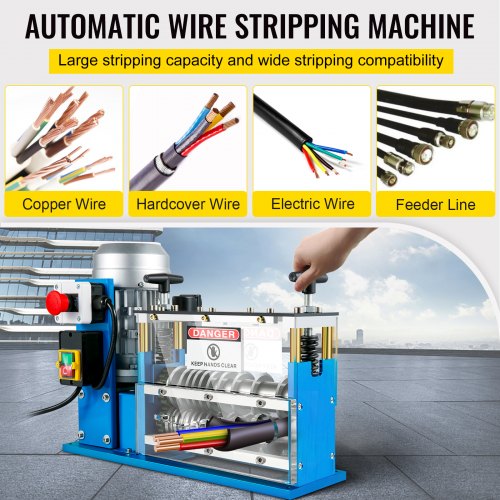 Electric Wire Stripping Machine, 0.06 inch-0.15 inch Automatic Wire Stripping Machine, 11 Channels 10 Blades Cable Stripping Machine, Wire Stripping Tool 75 ft/Minute, for Recycling Copper Wire