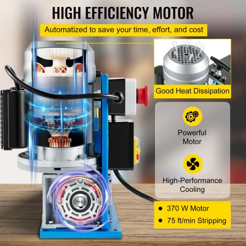 Electric Wire Stripping Machine, 0.06 inch-0.15 inch Automatic Wire Stripping Machine, 11 Channels 10 Blades Cable Stripping Machine, Wire Stripping Tool 75 ft/Minute, for Recycling Copper Wire