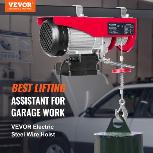 Electric Hoist, 550 lbs Lifting Capacity, 510W 220V Electric Steel Wire Winch with Wireless Remote Control, 40ft Single Cable Lifting Height & Pure Copper Motor, for Garage Warehouse Factory