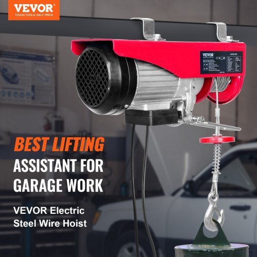Electric Hoist, 1320 lbs Lifting Capacity, 1150W 220V Electric Steel Wire Winch with 14ft Wired Remote Control, 40ft Single Cable Lifting Height & Pure Copper Motor, for Garage Warehouse Factory