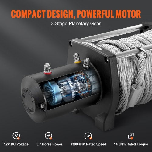 Electric Winch 18,000lb Vehicles Winch IP67 Steel Cable Wireless Control