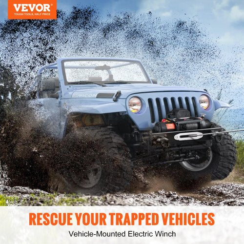Electric Winch, 12V 10,000 lb Load Capacity Nylon Rope Winch, IP67 7/20” x 85ft ATV Winch with Wireless Handheld Remote & Hawse Fairlead for Towing Jeep Off-Road SUV Truck Car Trailer Boat