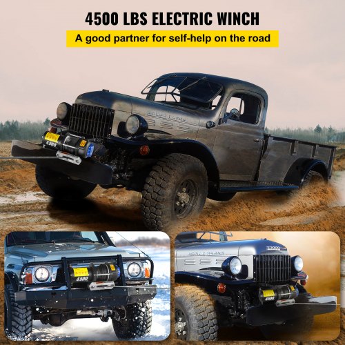 Electric Winch, 4700 lbs Capacity, 42.6'/13m Synthetic Rope, Waterproof ATV UTV Winches w/ Wireless Remote and Corded Control & Hawse Fairlead, for Towing Jeep Off Road SUV Truck Car Trailer