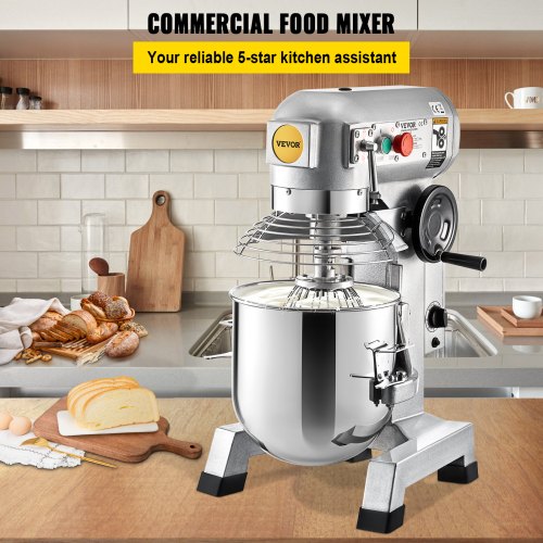 Commercial Stand Mixer, 10Qt Stainless Steel Bowl, 850W Heavy Duty Electric Food Mixer with 3 Speeds Adjustable 113/184/341 RPM, Dough Hook Whisk Beater Included, Perfect for Bakery Pizzeria