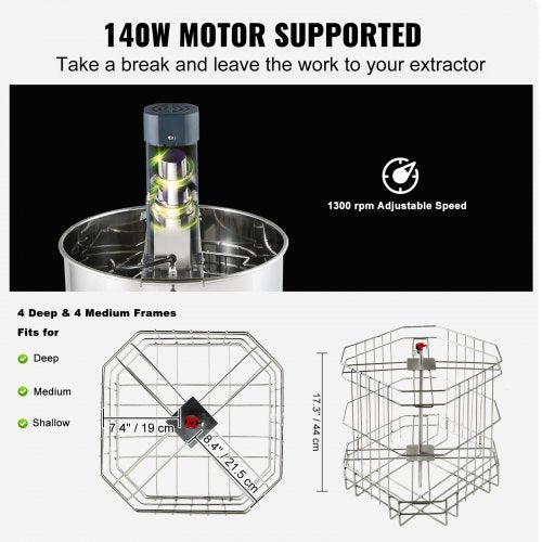 Electric Honey Extractor Beekeeping Equipment 4/8 Frames Stainless Steel