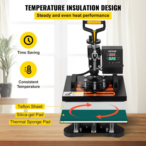 Heat Press Machine, 10x12inch / 25x30cm, 2IN1 Clamshell Sublimation Transfer Printer with Teflon Coated, Digital Precise Heat Control, Powerpress for T-Shirt Hat Cap