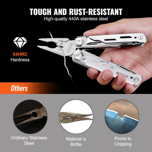 16-In-1 Multitool Pliers, Multi Tool Pliers, Cutters, Knife, Scissors, Ruler, Screwdrivers, Wood Saw, Can Bottle Opener, with Safety Locking and Sheath, for Survival, Camping, Hunting and Hiking