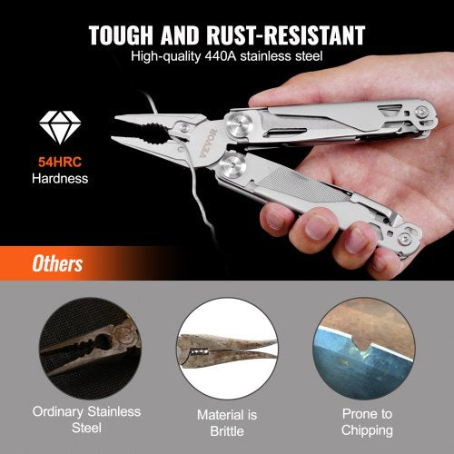 17-In-1 Multitool Pliers, Multi Tool Pliers, Cutters, Knife, Scissors, Ruler, Screwdrivers, Wood Saw, Can Bottle Opener, with Safety Locking and Sheath, for Survival, Camping, Hunting and Hiking