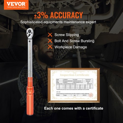 Torque Wrench, 3/8-inch Drive Click Torque Wrench 10-80ft.lb/14-110n.m, Dual-Direction Adjustable Torque Wrench Set, Mechanical Dual Range Scales Torque Wrench Kit with Adapters Extension Rod