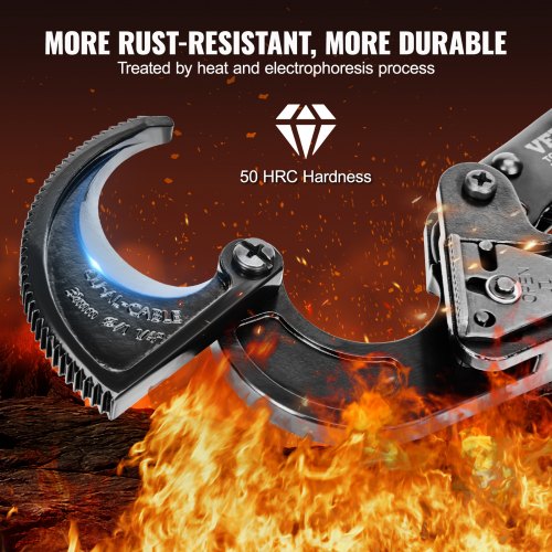 Ratcheting Cable Cutter, 10" Ratchet Wire and Cable Cutter, Cut up to 240 mm², with Comfortable Grip Handles, Easy to Use Quick-Release Lever, Silicon-Manganese Spring Steel Blade