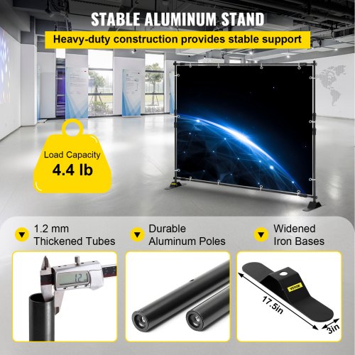 8FT Backdrop Banner Stand Step and Repeat Adjustable Telescopic Lightweight Trade Show Display Wall Exhibitor with Carrying Bag