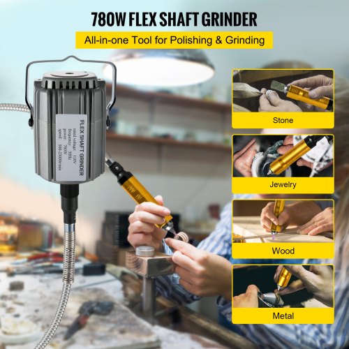 Flex Shaft Grinder 780W Rotary Tool 500-23000RPM Rotary Carver with 1/4" 3-Jaw Chuck & Stepless Speed Foot Pedal Hanging Grinding Machine 131PCS Accessories for Jewelry Polishing Grinding DIY