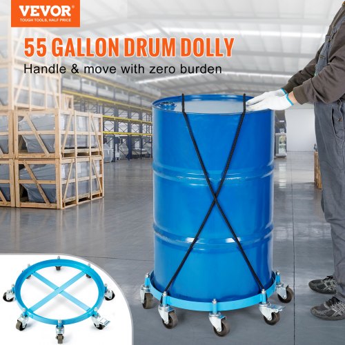 55 Gallon Heavy Duty Drum Dolly, 2000lbs Load Capacity, Barrel Dolly Cart Drum Caddy, Non Tipping Hand Truck Capacity Dollies with Steel Frame 8 Swivel Casters Wheel, for Warehouse Drum Handling