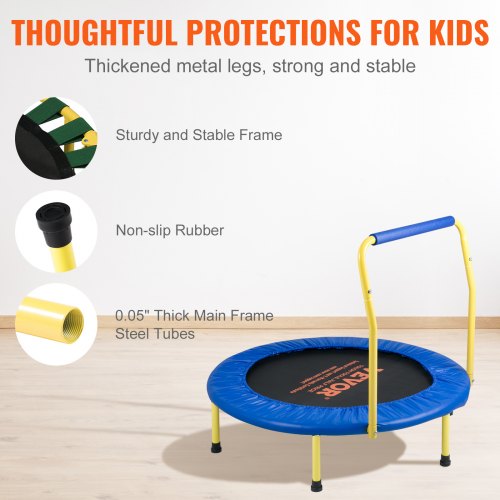 3FT Trampoline for Kids, 36" Trampolines Indoor/Outdoor Trampoline for Toddlers, Foldable Mini Baby Trampoline with Foam Handle, Recreational Trampoline Birthday Gift for 3+ Years Kids