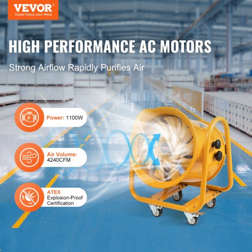 406.4mm Extractor Fan Blower Portable 5m Power Cord Ventilator Industrial