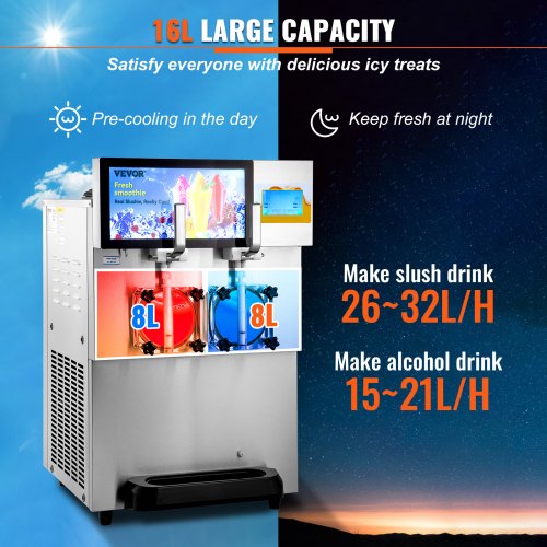 8L / 2.1 Gal Double Bowl Commercial Slushy Machine Margarita Smoothie Frozen Drink