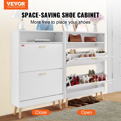 Shoe Cabinet with 2 Flip Drawers Shoe Storage Cabinet for Entryway