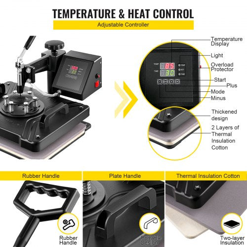 Heat Press 5 in 1 Heat Press Machine 38x30cm T-shirt Press Mug Printing Machine Multifuctional Heat Transfer Machine for T-shirt Mug Hat Plate Transfer Printer