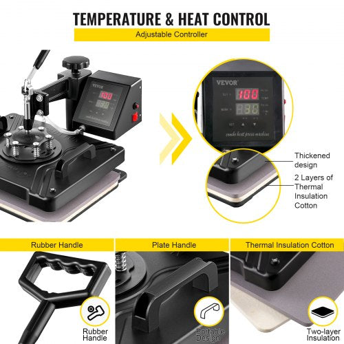 Heat Press 8 in 1 Heat Press Machine 38x30cm T-shirt Press Mug Printing Machine Multifuctional Heat Transfer Machine for T-shirt Mug Hat Plate Sublimation Printing