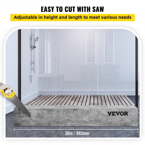 Shower Curb, 38'' x 4'' x 6'', Cuttable Waterproof XPS Foam Curb, Covering with PE Waterproof Membrane, Ready-to-tile with Thin-set Mortar, Perfect for Bathroom Decoration