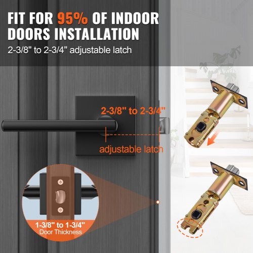 Passage Door Handle 6 Pack Matte Black Door Lever Interior Non-Locking