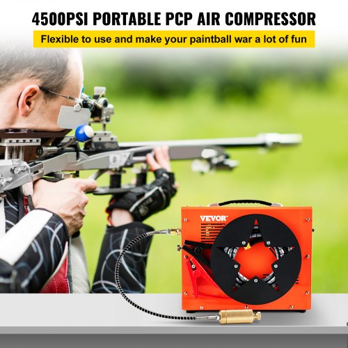 PCP Air Compressor, 350W 2700 RPM Portable Diving Compressor, 4500 Psi High Pressure w/8 mm Quick Connector & Built-in Cooling Fan, 1.5L Tank Auto-shutoff Design Powered by Home & Car Battery