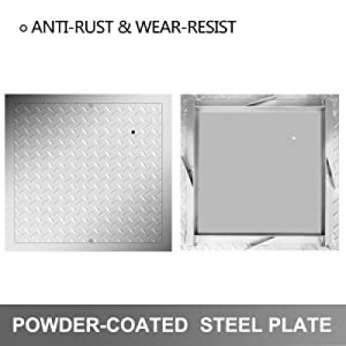 Recessed Manhole Cover Covers 40x40cm Clear Opening, Galvanized Steel Drain Cover Overall Size 47x47 cm, Sealed Square Manhole Covers and Frames Steel Man Hole Cover Lids for Boats and Ships