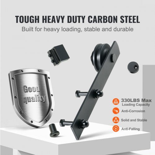10FT Sliding Barn Door Hardware Kit, 330LBS Loading Heavy Duty Barn Door Track Kit for Single Door, Fit 4.6-5.2FT Wide and 1.3"-1.8" Thick Door Panel, with Smooth & Silent Pulley (I Shape)