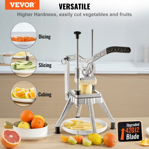 Commercial Chopper with 4 Replacement Blades Commercial Vegetable Chopper Stainless Steel French Fry Cutter Potato Dicer & Slicer Commercial Vegetable Fruit Chopper for Restaurants & Home Kitche