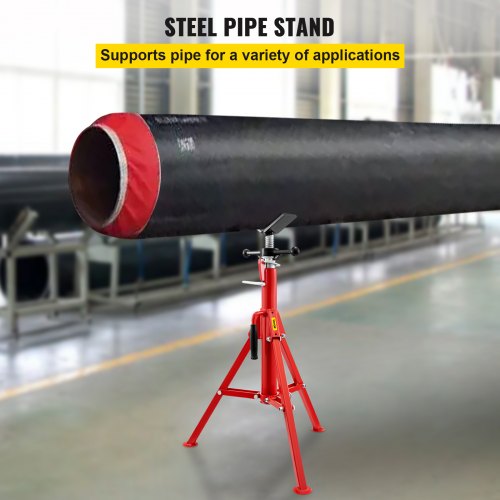 V Head Pipe Stand 1/8"-12" Capacity, Adjustable Height 24"-42", Pipe Jack Stands 2500 lb. Load Capacity, Portable Folding Pipe Stands, Carbon Steel Body More Durable