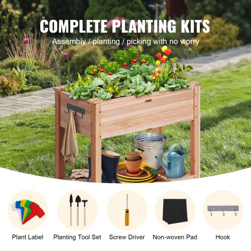 Wooden Raised Garden Bed Planter Box 33.9x18.1x30" Flower Vegetable Herb