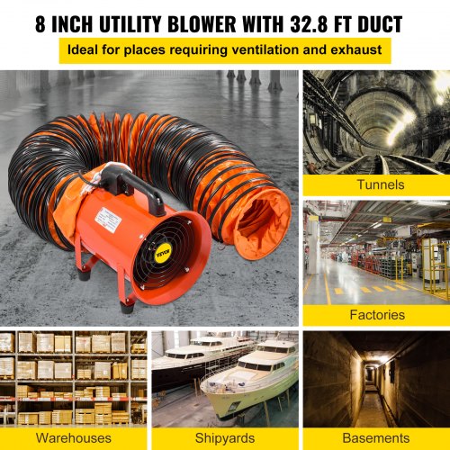 230W 220V Ventilation Axial Blower Workshop Dust Fume Air Extractor Fan 8 Inches Electrical Pivoting Blower with 10M Duct Hose