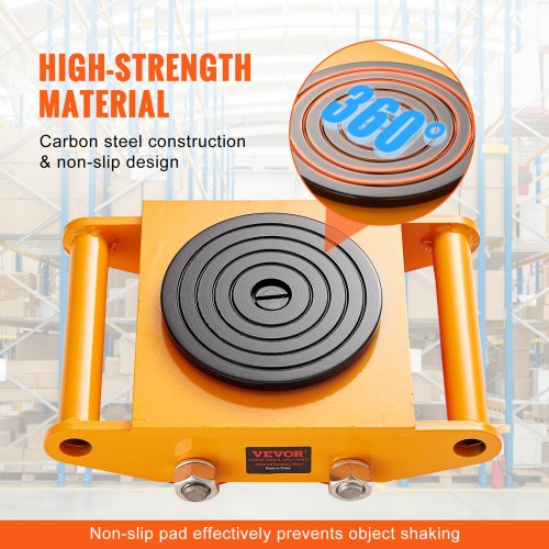 4PCS Machinery Skate Dolly, 17637LBS/8T Industrial Machinery Mover, Heavy Duty Carbon Steel Machinery Moving Skate with 4 PU Wheels and 360° Rotation Non-Slip Cap for Warehouse Workshop Factory