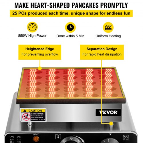 Mini Dutch Pancake Maker, Heart-Shaped Dutch Pancake Machine, 25PCs Pancake Maker Electric Commercial, 850W Mini Pancake Maker, 220V Proffertjes Muffin Waffle Maker for Kitchen Bakery Snack Bar