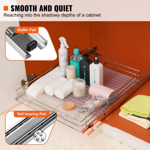 Pull Out Cabinet Under Sink Organizer 17 x 21 Inch Wire Drawer Basket