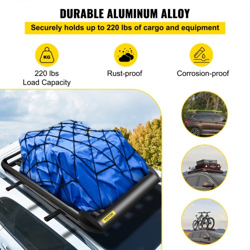 Universal 64x40 Inch Roof Basket, Aluminum Roof Rack, Basket Roof Mounted Cargo Rack with Bars XL-B for Car Top Luggage Traveling SUV Holder (63"X 40" Roof Rack)