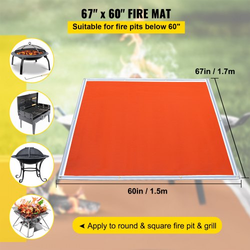 Fire Blanket, 67" x 60" Fiberglass Welding Blanket, 3.3 lbs Fireproof Blanket, 1022 °F Fire Retardant Blanket, Rust Iron Red Emergency Fire Blanket with 10 Stainless-Steel Grommets & 6 Hooks