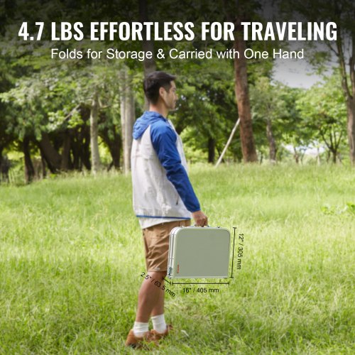 Folding Camping Table, Adjustable Height Outdoor Portable Side Tables, Lightweight Fold Up Table, Aluminum & MDF Ultra Compact Work Table, For Cooking, Beach, Picnic, Travel, 24x16 inch, Silver