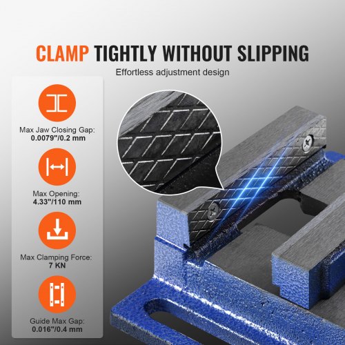 Drill Press Vise, 4 inch Heavy-duty Bench Vise, Low-profile Drill Press Vice, 6.6" Jaw Width, 4.33" Jaw Opening, Vise for Drill, Mill, Woodwork, Machinery Maintenance