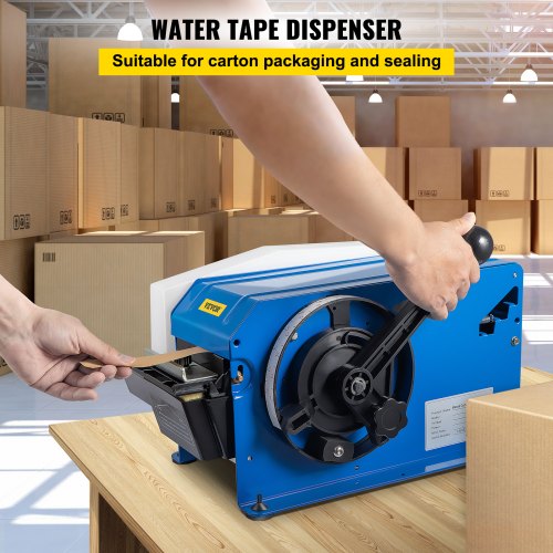 Tape Dispenser, Maximum 39.4" x 3.94" Tape, Adjustable Length, Width & Water Level, Manual Water-Activated Tape Dispenser w/ Water Brush, Carton Packaging for Express Box, Gift Box