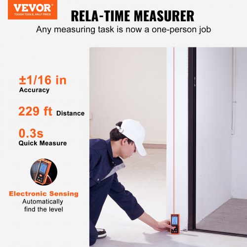 Laser Measure, 70 m, ±1.6 mm Accuracy Laser Distance Measure with 99-Group Storage, ft/m/in/ft+in, 50.8 mm Backlit LCD Screen Laser Meter, Pythagorean Mode, Measure Distance, Area and Volume