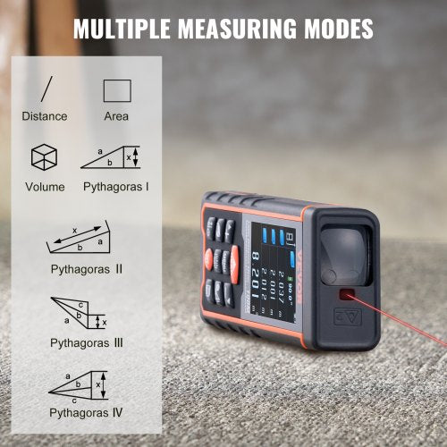 Laser Measure, 100 m, ±1.6 mm Accuracy Laser Distance Measure with 100-Group Storage, ft/m/in/ft+in, 61 mm Colorlit LCD Screen Laser Meter, Pythagorean Mode, Measure Distance, Area and Volume